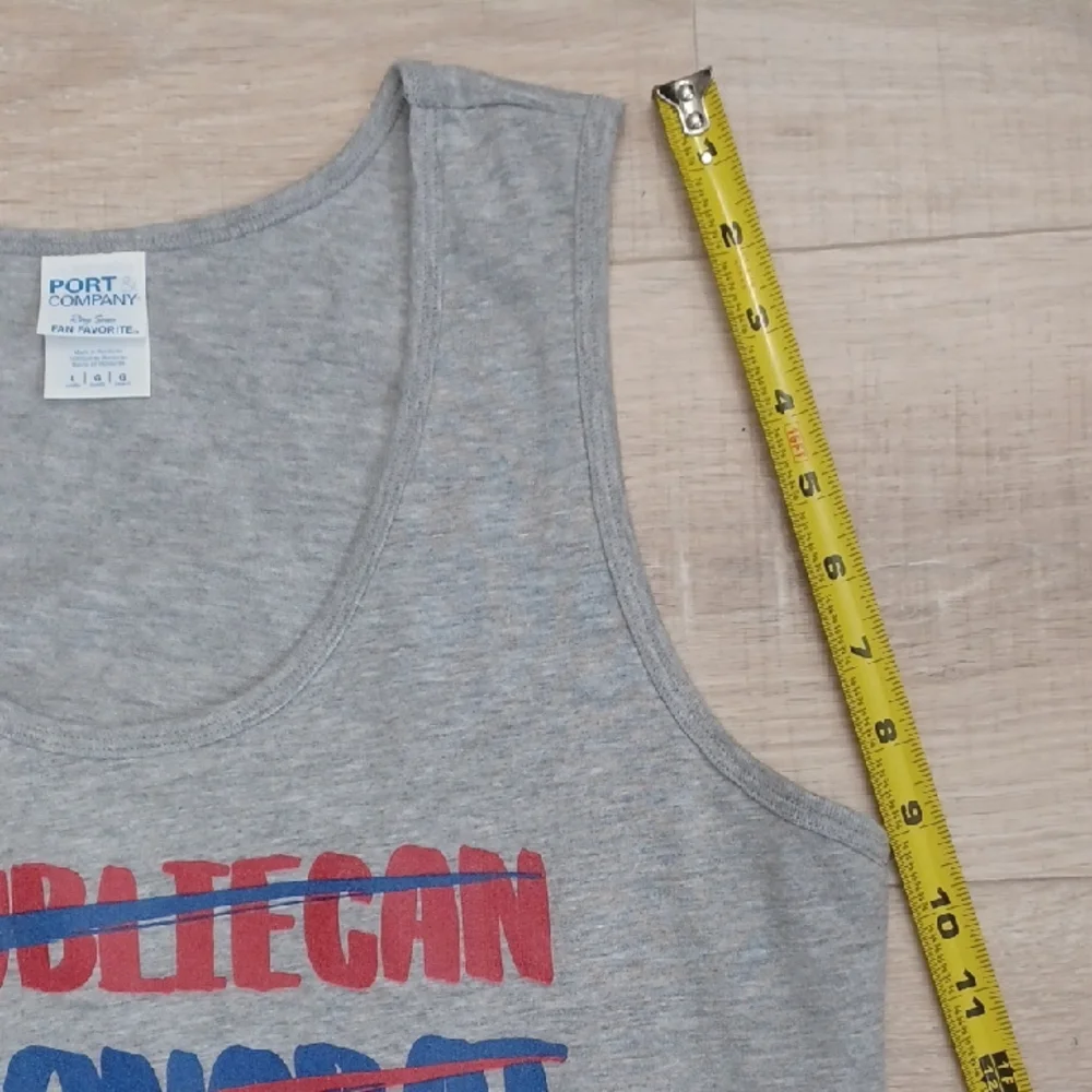 NWT - Medium gray tank American Heritage USA Flag Independent Patriotic July 4th - Picture 8 of 13